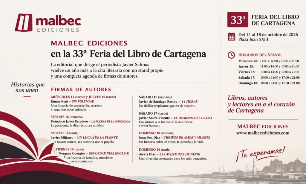 MALBEC vuelve a la Feria del Libro de Cartagena con una intensa agenda de firmas de&nbsp;autores